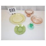 Pink, Amber, Green Depression Glass