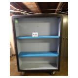 Double Sided Wood Storage Cabinet on Wheels