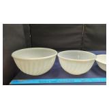 3 White Glass Bowls