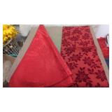 Large Round 72" Red Tablecloth, and 7