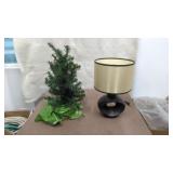 2pc Lot for a side Table. Sm Xmas Tree and a Lamp.