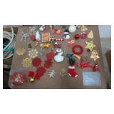 Large Lot in Tin of MANY Different Tree Ornaments