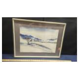 T McFedries Snowy Farm Scene Print