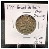 1941 Great Britain Silver One Shilling