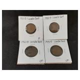 1911D, 1912D, 1913D & 1931D Lincoln Pennies