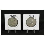 Pair of 1961D Franklin Half Dollars