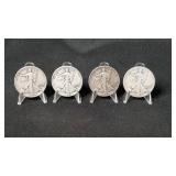 (4) Walking Liberty Half Dollars