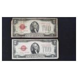 Pair of 1928 $2 Notes