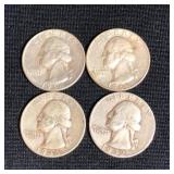 (4) Silver Washington Quarters