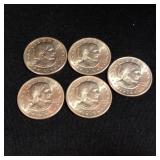 (5) 1979 Susan B Anthony Dollars