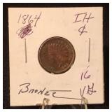 1864 Indian Head Penny Bronze (Graded VG by