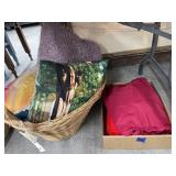 Wicker Basket w/Pillows & Flat of Fabric