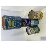 4 Motor Oil Cans & Dairy Queen Canister