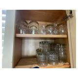 Glass Tumblers & Cocktail Glasses on 2 Shelves