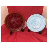 2 Fenton Plates on Stands