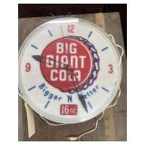 Illuminated Elec Wall Clock Big Giant Cola