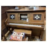 Player Piano w/Stool & Music Rolls