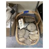 Wicker Basket w/Various Rocks