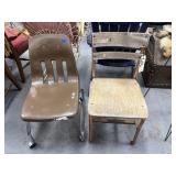 Rolling Chair & Wooden Chair