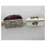 2 Glass Trinket Boxes