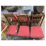 6 Wooden Dining Chairs w/Cloth Seats