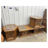 2 End Tables w/Glass Tops & Coffee Table