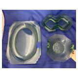 3 Pcs - Green Depression Glass