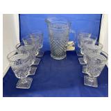 Glass Pitcher & 8 - Pedestal Glasses