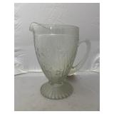 Vintage Iris Water Pitcher Clear Glass