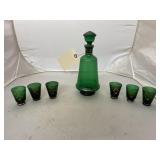 Italian Antique Sherry Decanter w/6 Cups