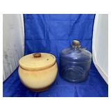 Cleveland Foundry Glass Oil Jar 9" & Cookie Jar