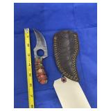 Damascus Steel Knife w/Sheath 6"