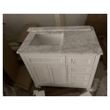 36in White Vanity with Top (Crack Shown in Photo)