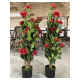 2 Pc Rose Bush Indoor Floor Decoration