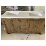 60" Brown Vanity w/ White Top