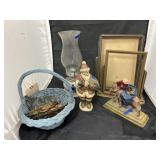 2 - Christmas Figures - Oil Lamp - Basket w/Drawer