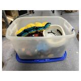 Kids Toys & Bicycle Helmet in Plastic Tub w/Lid