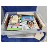 Books, Devotionals, Etc in Plastic Tub w/Lid