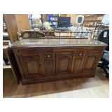 Heritage Buffet 6ft x 32in w/Glass Top on Wheels