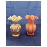 Fenton 2 Vases, 1 Hand Painted