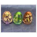 Fenton Hand Painted 3 Eggs