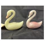 2 Fenton Swans - 1 Hand Painted