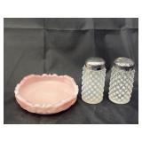 Fenton Salt and Pepper Shaker and Dish