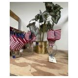 4 Pcs - Glass Vases w/Small American Flags