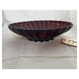 Ruby Red Glass Fluted Bowl