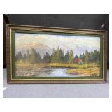 Countryside Picture Vintage Wood Frame 55x31