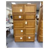 10-Door Oak Storage Cabinet on Wheels