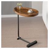 C-Shaped End Table With Metal Frame 26.4"H x 9"W