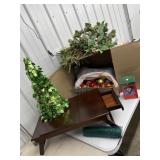 Laptop Table & Box of Var Christmas Dï¿½cor