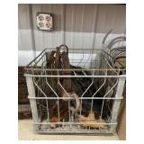 Wire Crate w/Vintage Pulleys